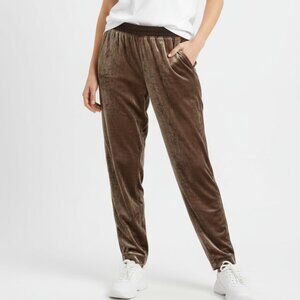Anthropologie Elevenses Brown Crushed Velvet Casual Athleisure Pants S